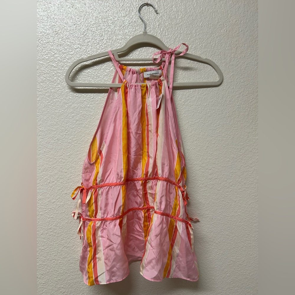 Pink Striped Halter Dress